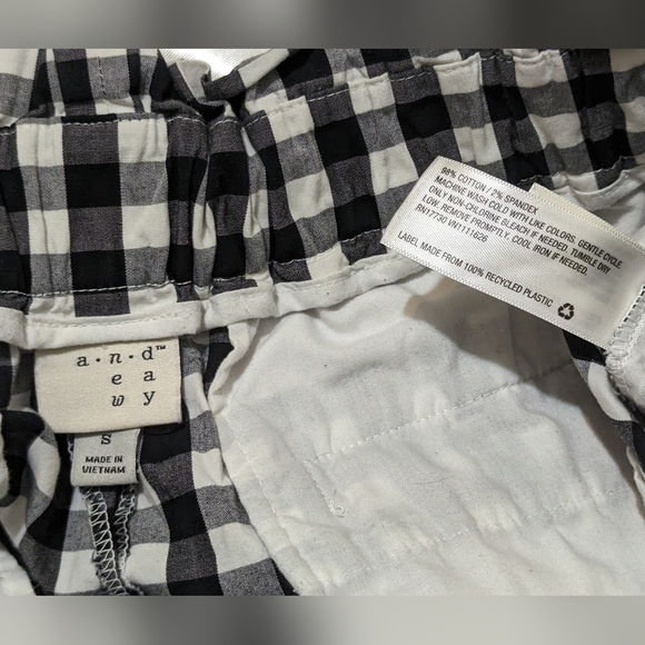 A New Day Women's US Small Black/White High-Waist Gingham Shorts w/ Waist Tie - Picture 7 of 9